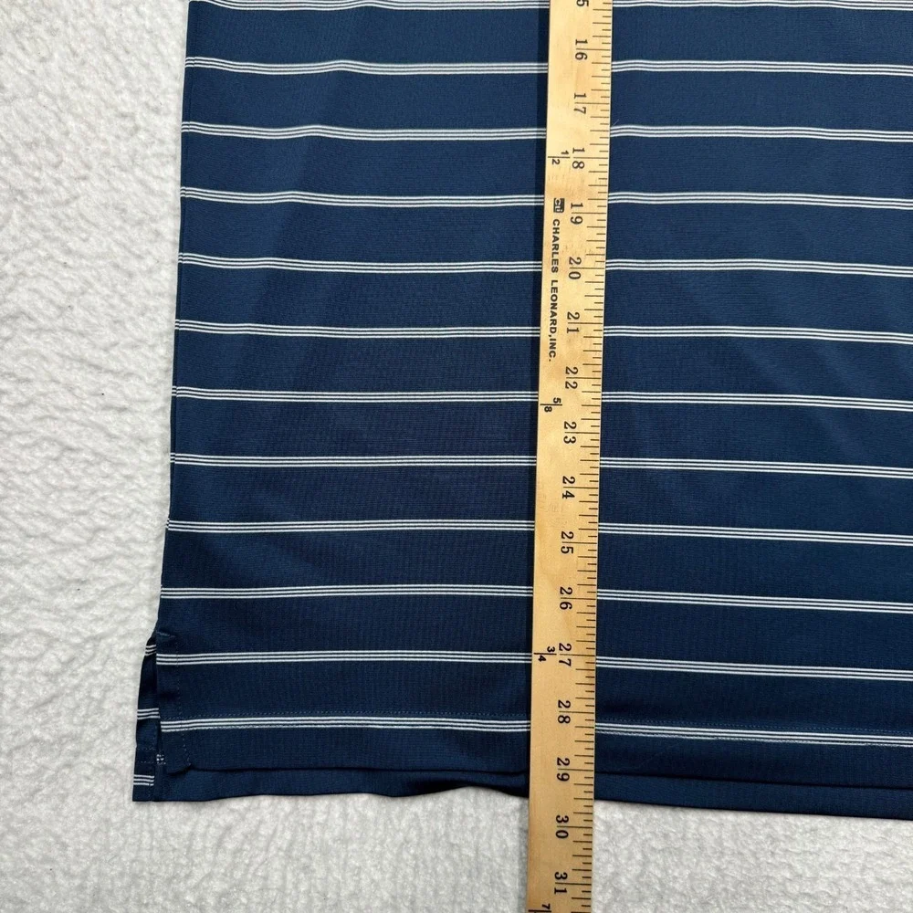Adidas Pure Motion Golf Polo Shirt Striped Short Sleeve Blue Men's Size Large